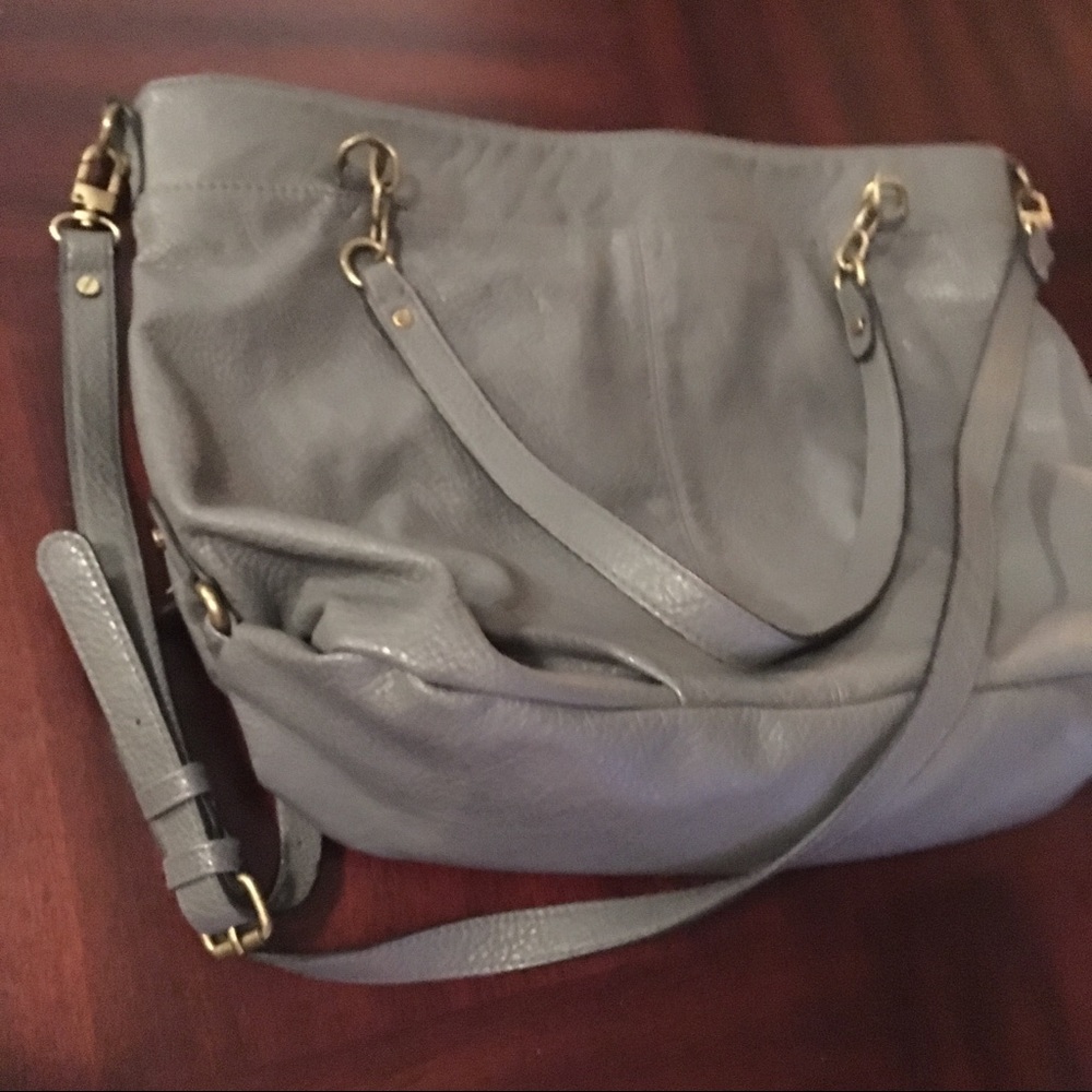 Big gray purse with multi handles